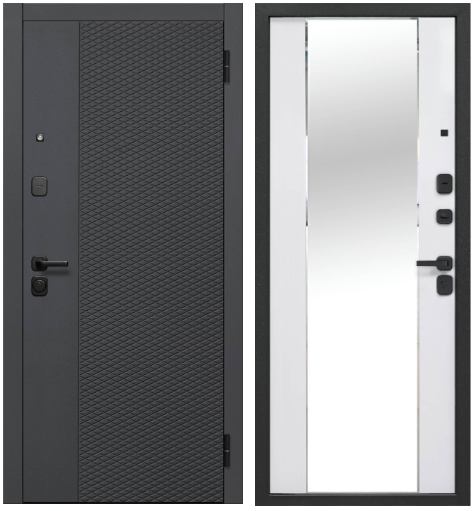 Входные металлические двери Гарда Флорида Эмалит Белый Зеркало