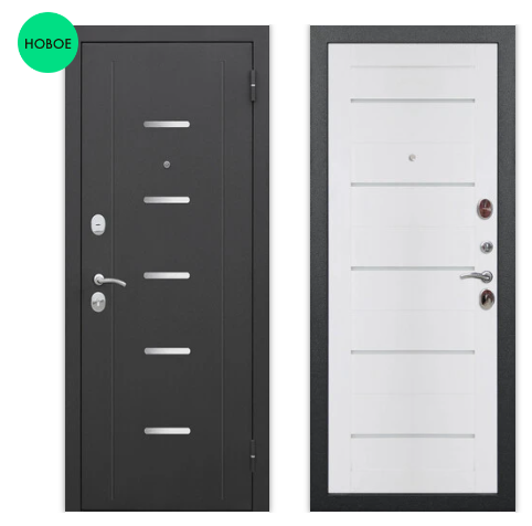 Входные металлические двери Гарда Флорида Эмалит Белый Зеркало