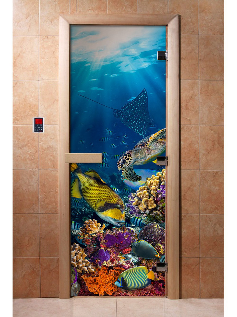 Двери для бани и сауны Дверь с фотопечатью A085