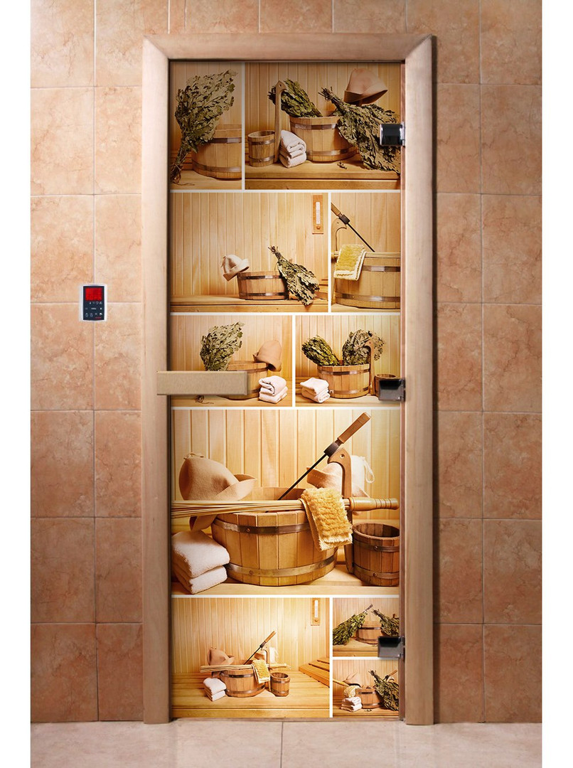 Двери для бани и сауны Дверь с фотопечатью A005