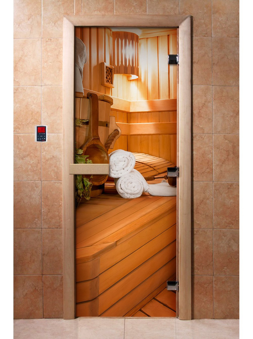 Двери для бани и сауны Дверь с фотопечатью A032