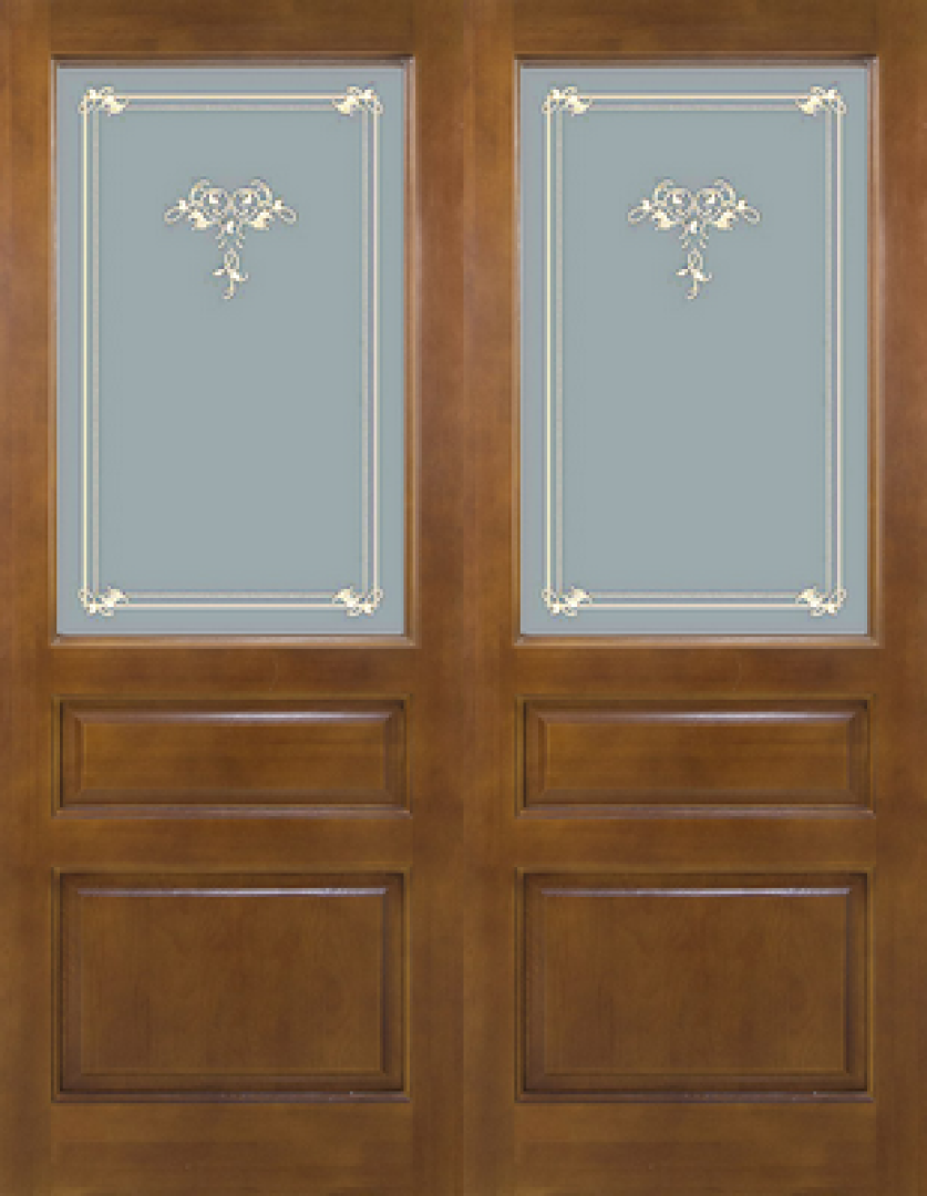 Межкомнатные двери Двери из массива сосны ПМЦ-5 ДО (коньяк) со стеклом двойная