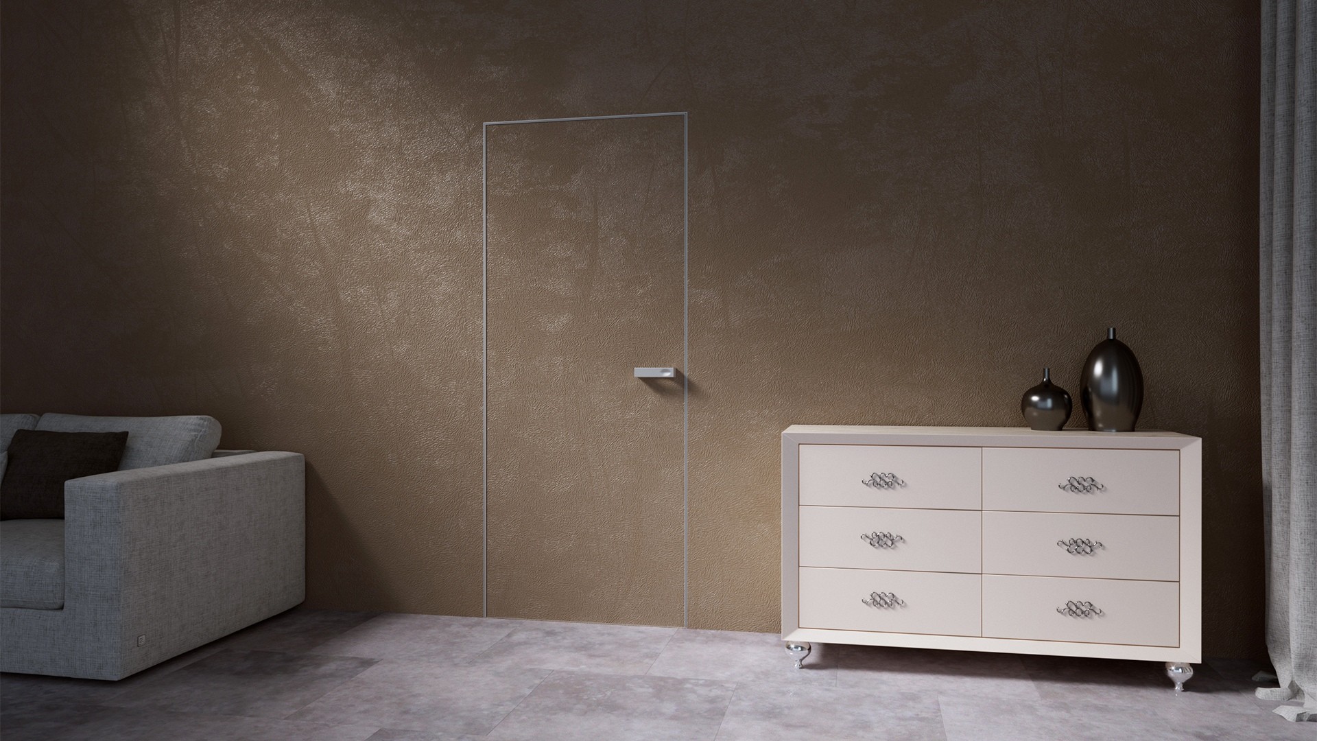 Межкомнатные двери Двери-невидимки Покош (полотно комбинированное грунт)