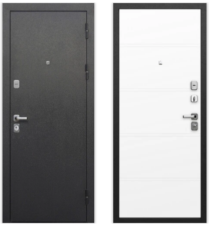 Входные металлические двери Гарда 9 Серебро Эмалит белый