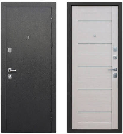 Входные металлические двери Гарда 9 Серебро Лиственница беж