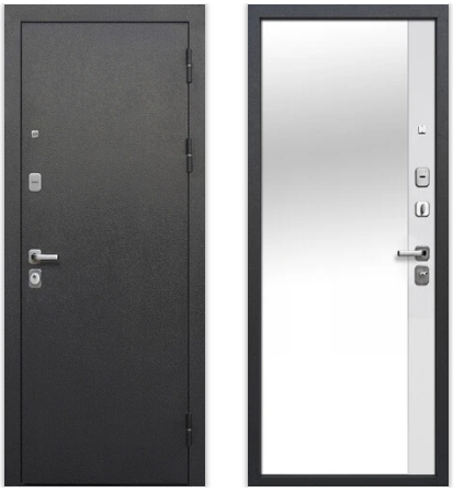 Входные металлические двери Гарда 9 Серебро Зеркало