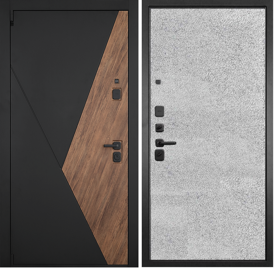 Входные металлические двери Геометрия 77-1 Бетон светлый