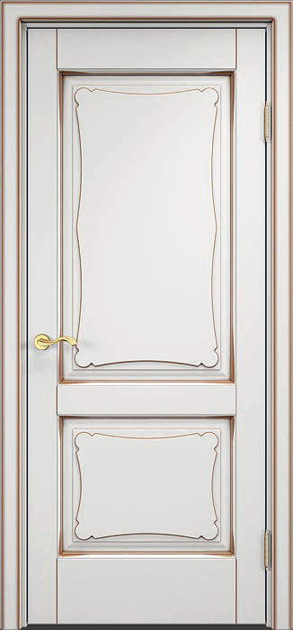 Межкомнатные двери ОЛ 6/2 белый грунт патина орех