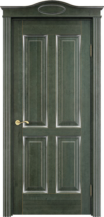 Межкомнатные двери ОЛ 15 зеленый патина серебро микрано