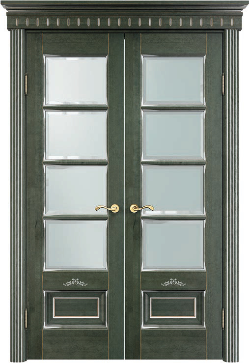 Межкомнатные двери ОЛ 44 зеленый патина серебро микрано