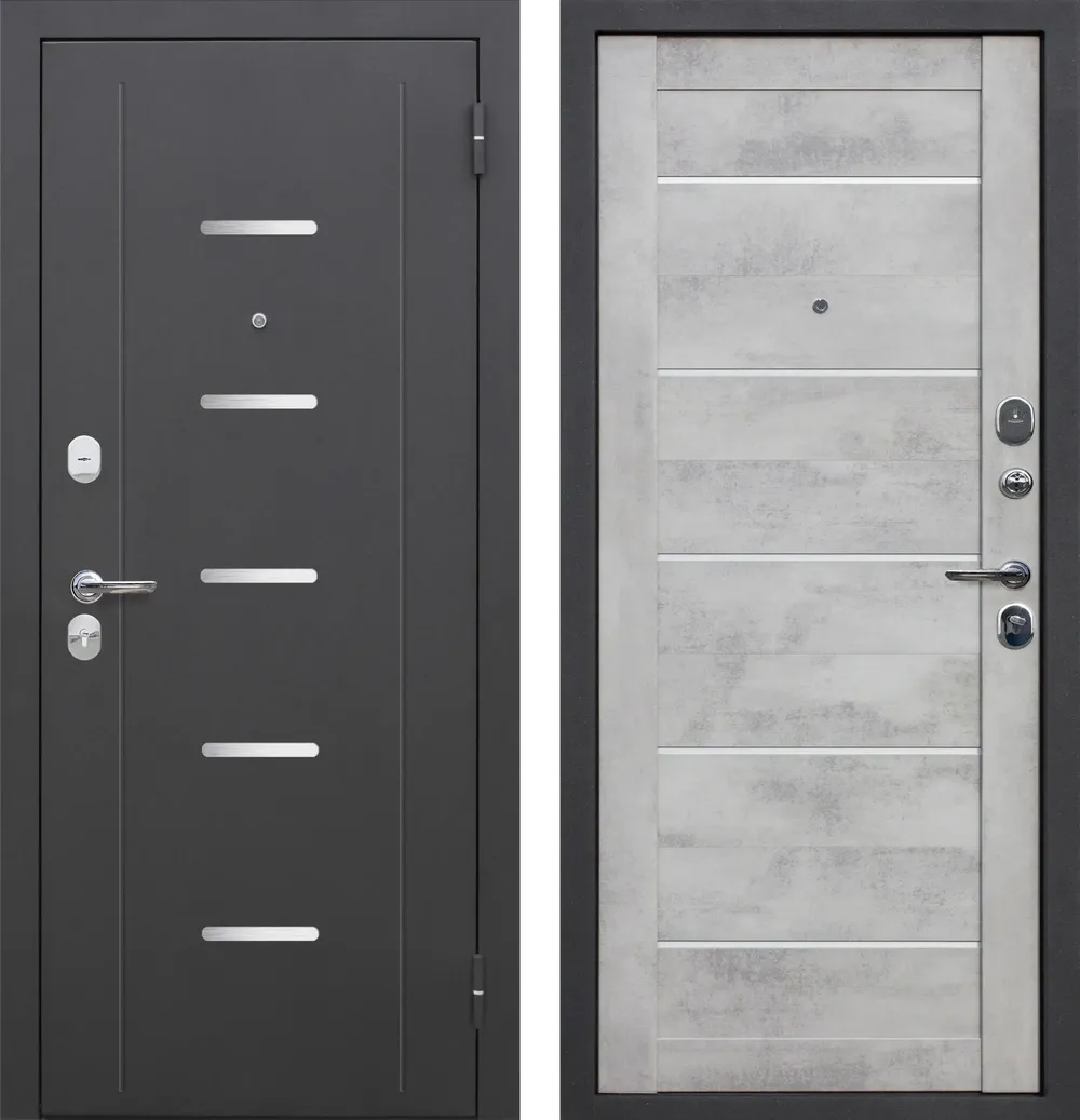 Входные металлические двери Гарда 10 мм Серебро Бетон Снежный