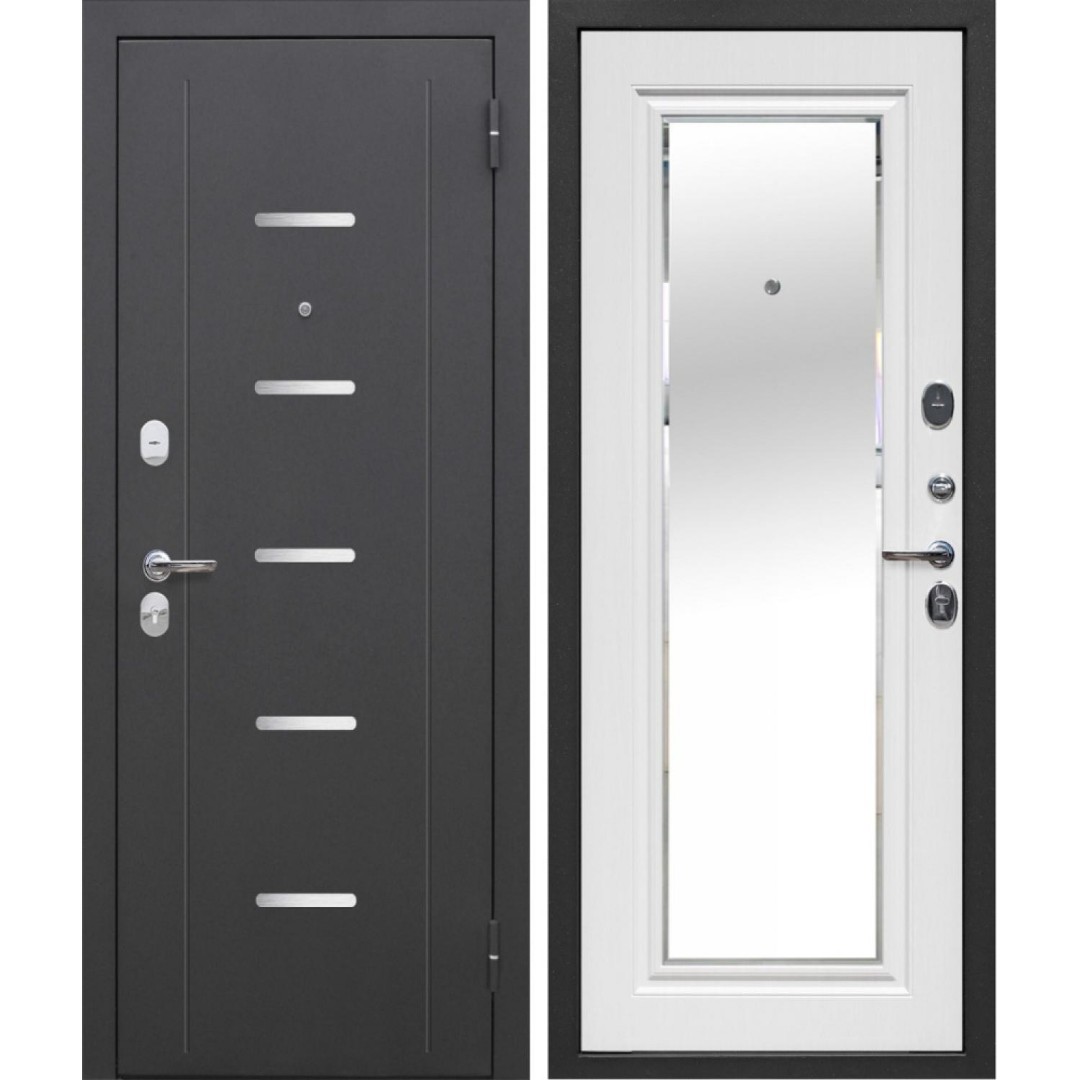 Входные металлические двери Гарда 10 мм Серебро Белый ясень