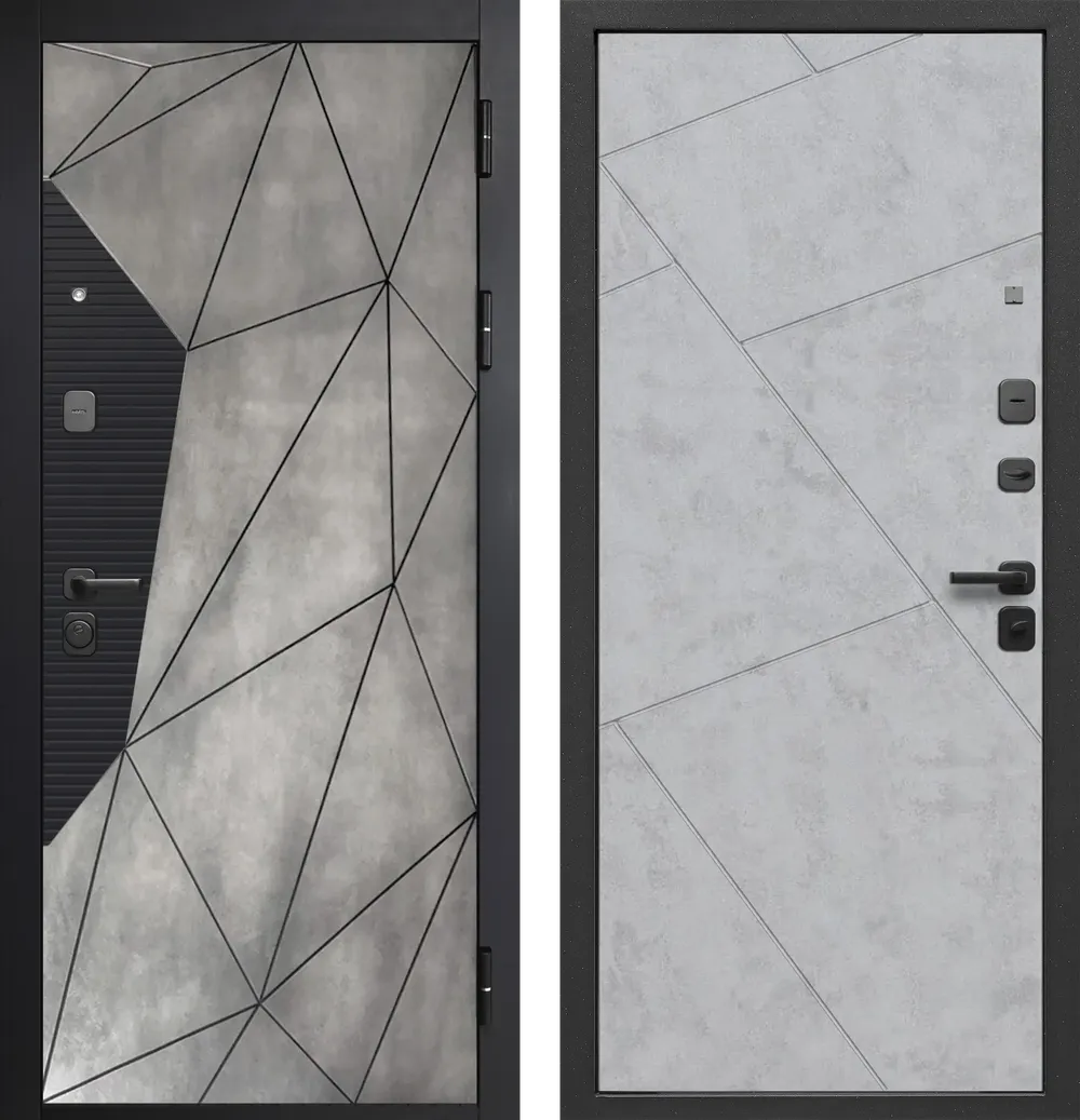 Входные металлические двери Геометрия Бетон лофт графит - бетон снежный