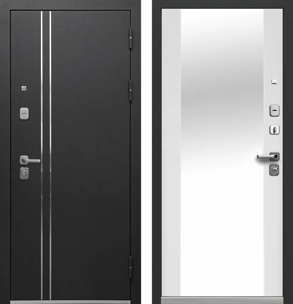 Входные металлические двери Luxor Букле черный Зеркало