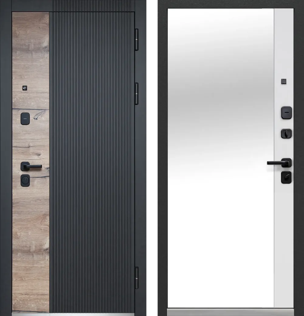 Входные металлические двери Luxor Дуб Вертикаль Зеркало